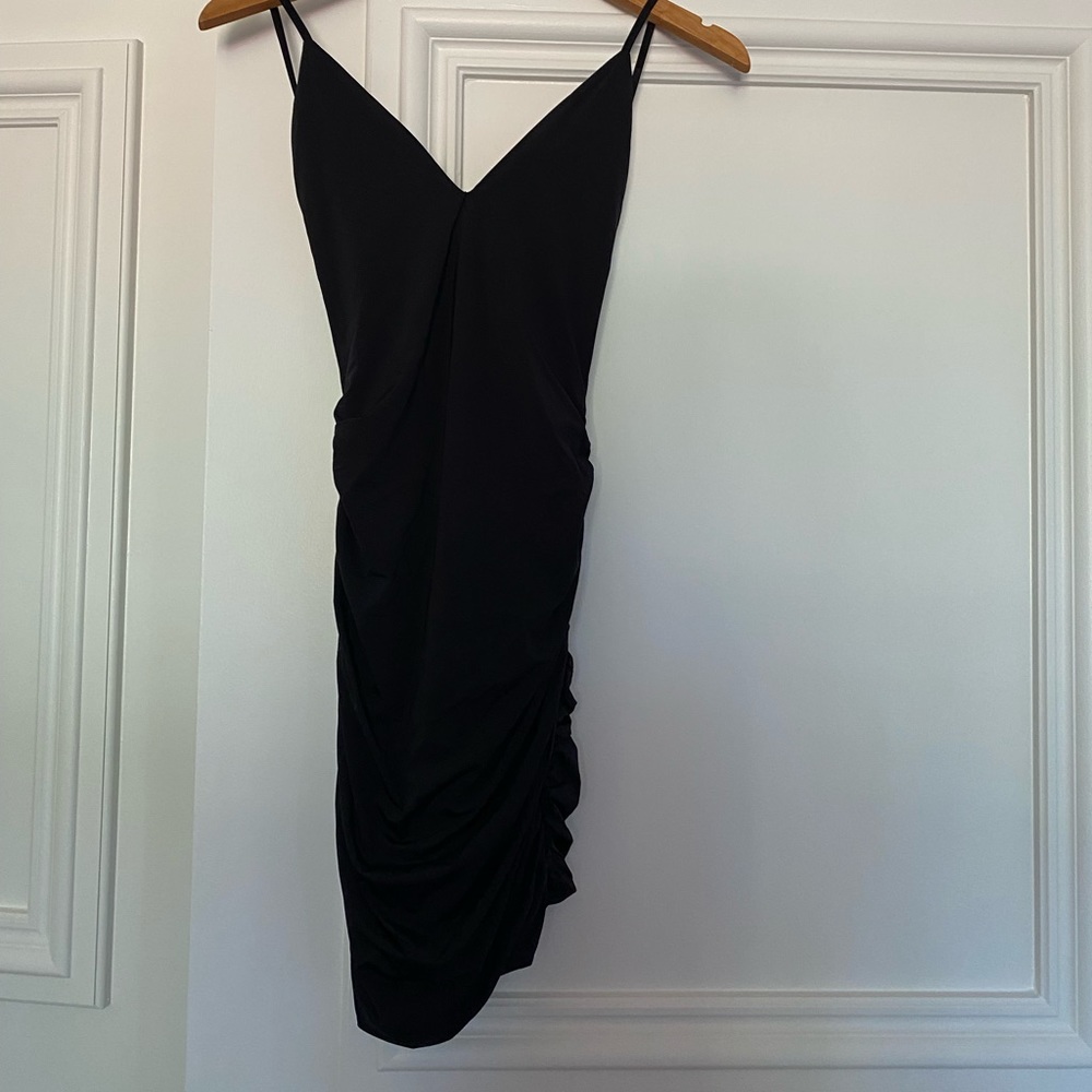 Black body-con mini dress